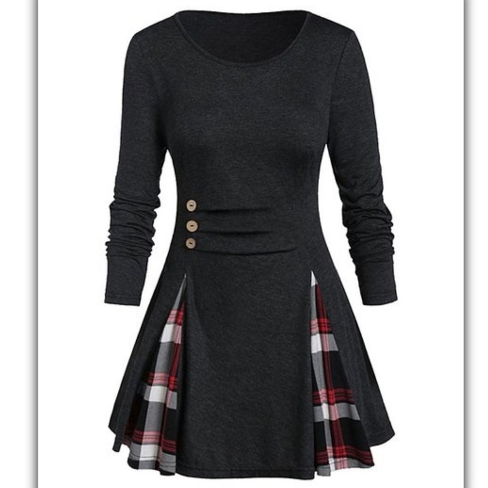 Cellabie Black and Plaid Tunic